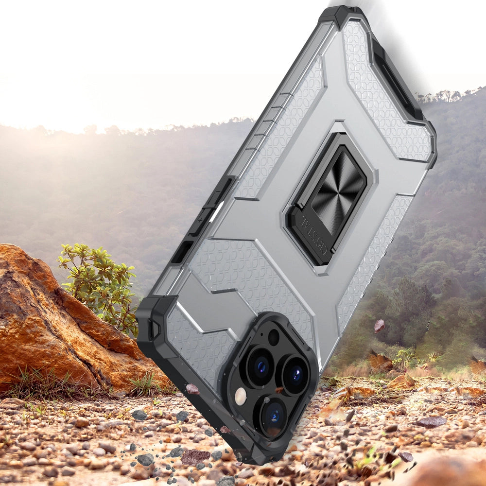 Crystal Ring Case Kickstand Tough Rugged Cover for iPhone 13 Pro Max black_1