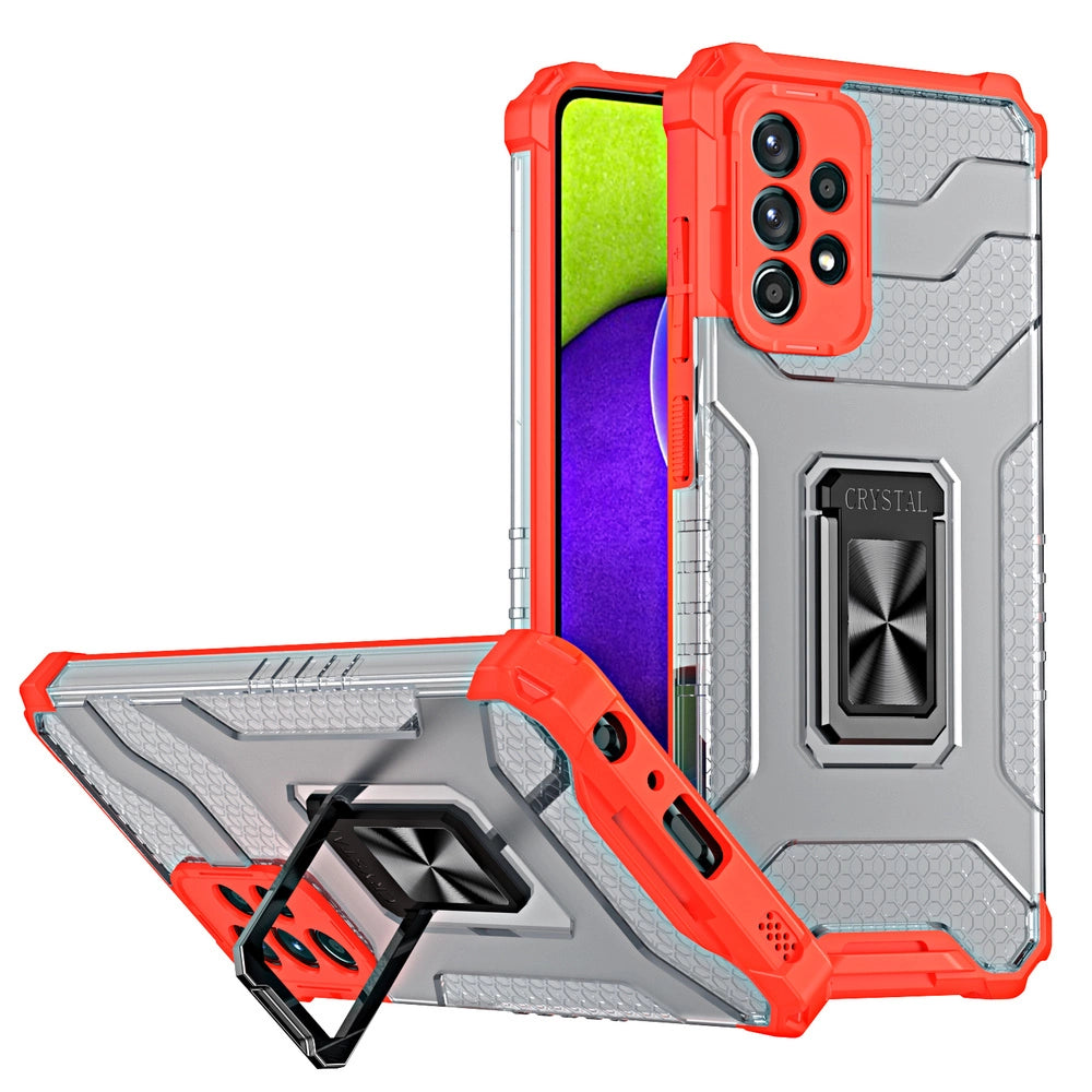 Crystal Ring Case Kickstand Tough Rugged Cover for Samsung Galaxy A72 4G red_0