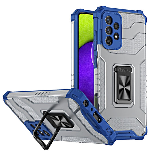 Crystal Ring Case Kickstand Tough Rugged Cover for Samsung Galaxy A72 4G blue_0