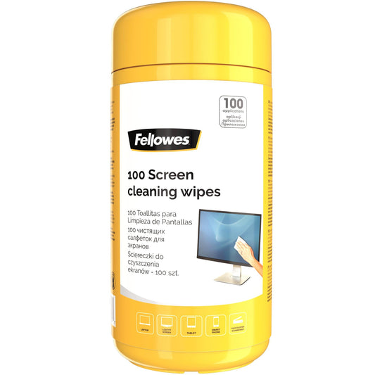 Toalhitas Fellowes para Limpeza de Ecrãs 100 Unidades