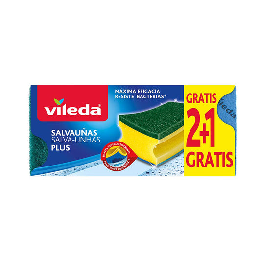 EsfregÃ£o salva unhas anti-bactÃ©rias 2+1 esfregÃ£o com pano 162589 vileda_0
