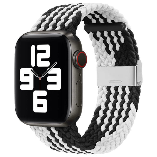 Strap Fabric Band for Watch 9 / 8 / 7 / 6 / SE / 5 / 4 / 3 / 2 (41mm / 40mm / 38mm) Braided Fabric Strap Watch Bracelet Black and White_0