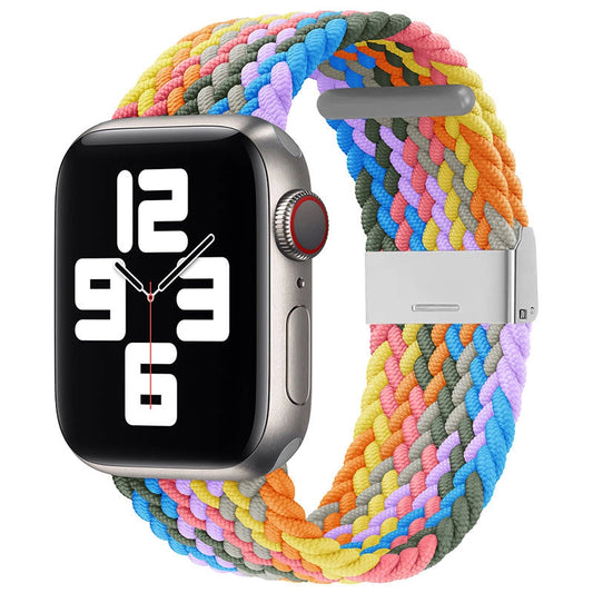 Braided Fabric Strap Bracelet Strap Fabric Band for Apple Watch 42 / 44 / 45 / 49 mm - Multicolor_0