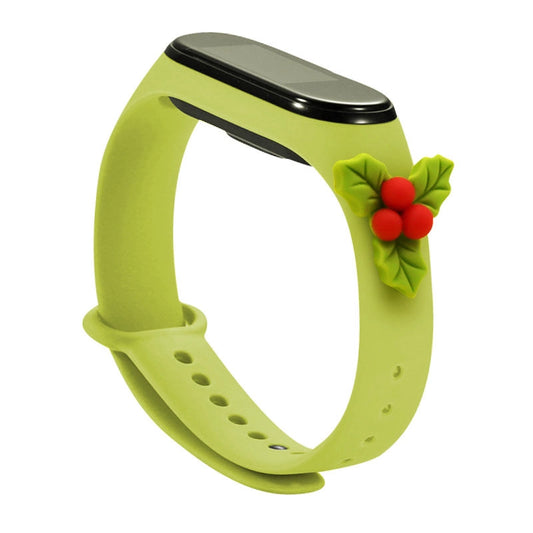 Strap Xmas Wristband for Xiaomi Mi Band 4 / Mi Band 3 Christmas Silicone Strap Bracelet Green (Mistletoe)_0