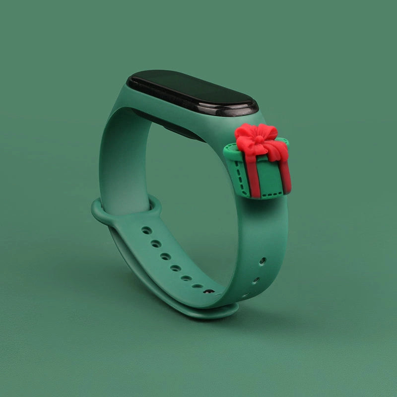 Strap Xmas Wristband for Xiaomi Mi Band 4 / Mi Band 3 Christmas Silicone Strap Bracelet Dark Green (Gift)_1