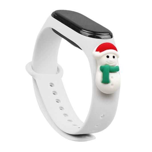 Strap Xmas Wristband for Xiaomi Mi Band 4 / Mi Band 3 Christmas Silicone Strap Bracelet White (Snowman 1)_0