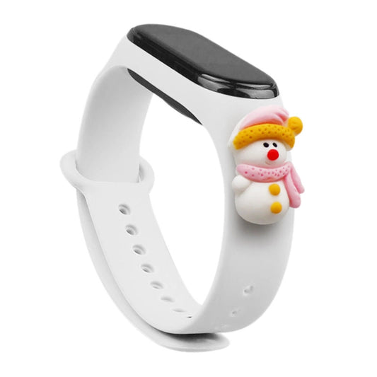 Strap Xmas Wristband for Xiaomi Mi Band 4 / Mi Band 3 Christmas Silicone Strap Bracelet White (Snowman 2)_0