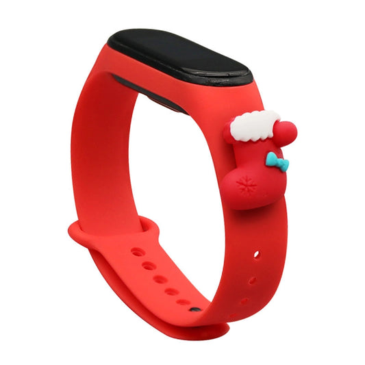 Strap Xmas Wristband for Xiaomi Mi Band 4 / Mi Band 3 Christmas Silicone Strap Bracelet Red (Sock)_0
