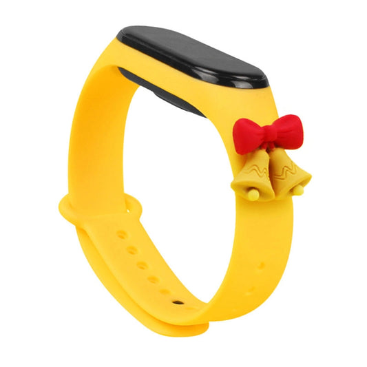 Strap Xmas Wristband for Xiaomi Mi Band 4 / Mi Band 3 Christmas Silicone Strap Bracelet Yellow (bells)_0