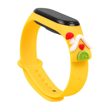 Strap Xmas for Xiaomi Mi Band 3 / 4 Christmas Silicone Strap Bracelet with House - Yellow_0
