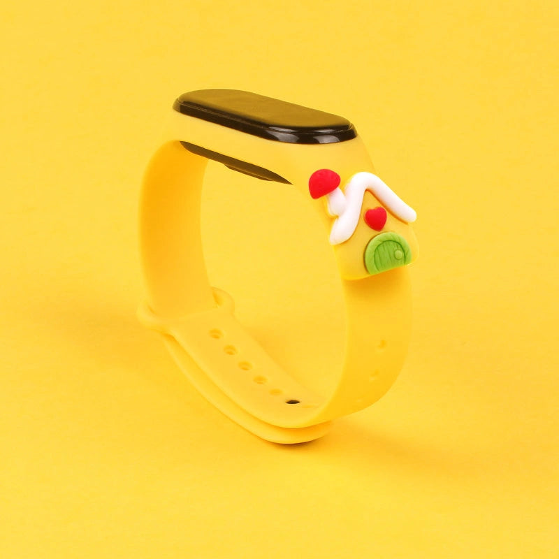 Strap Xmas for Xiaomi Mi Band 3 / 4 Christmas Silicone Strap Bracelet with House - Yellow_1