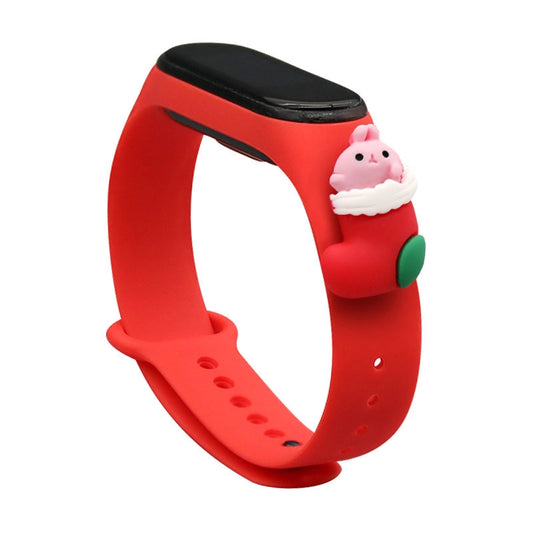 Strap Xmas Wristband for Xiaomi Mi Band 6 / Mi Band 5 Christmas Silicone Strap Bracelet Red (Santa 1)_0