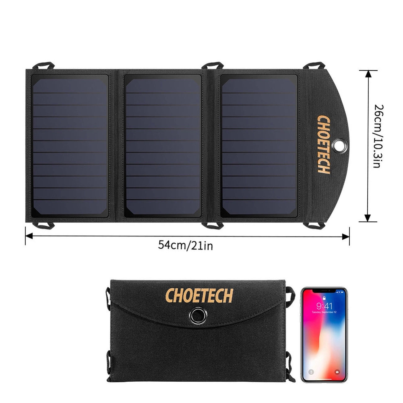 Choetech SC001 solar foldable charger 19W 2x USB-A - black_7