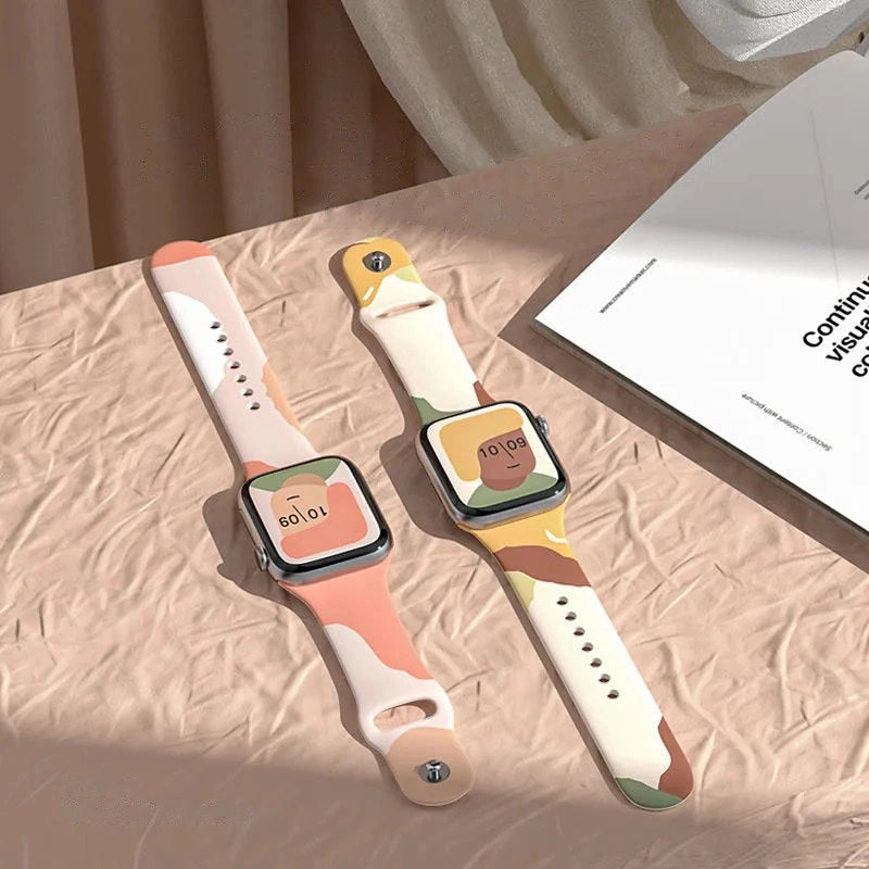 Strap Moro Band for Apple Watch Ultra / 9 / 8 / 7 / 6 / SE / 5 / 4 / 3 / 2 (49mm / 45mm / 44mm / 42mm) Silicone Strap Watch Bracelet Pattern 1_2