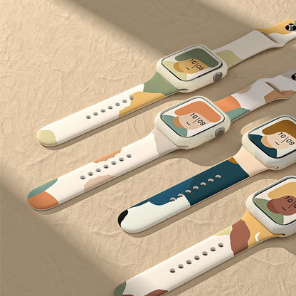 Strap Moro Band for Apple Watch Ultra / 9 / 8 / 7 / 6 / SE / 5 / 4 / 3 / 2 (49mm / 45mm / 44mm / 42mm) Silicone Strap Watch Bracelet Pattern 6_6