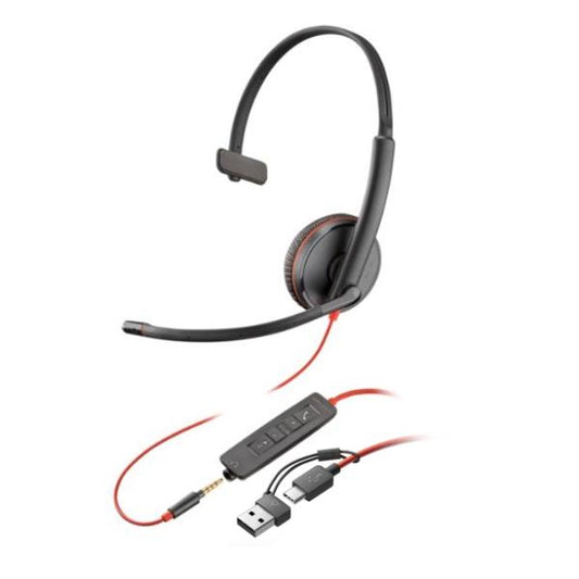 Poly Blackwire 3215 Monaural USB-C-Headset + 3,5 mm-Stecker + USB-C/A-Adapter_0