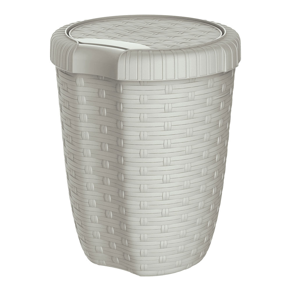 Balde com tampa 8l Ã¸23x29cm (altura) cor creme imitaÃ§Ã£o vime/rattan mondex_0