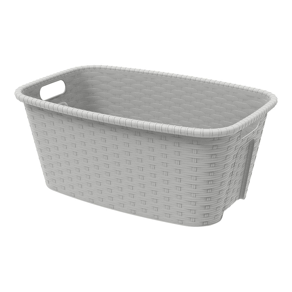 Cesto da roupa 35l 59,5x39,5x25cm imitaÃ§Ã£o vime/rattan cor creme mondex_0