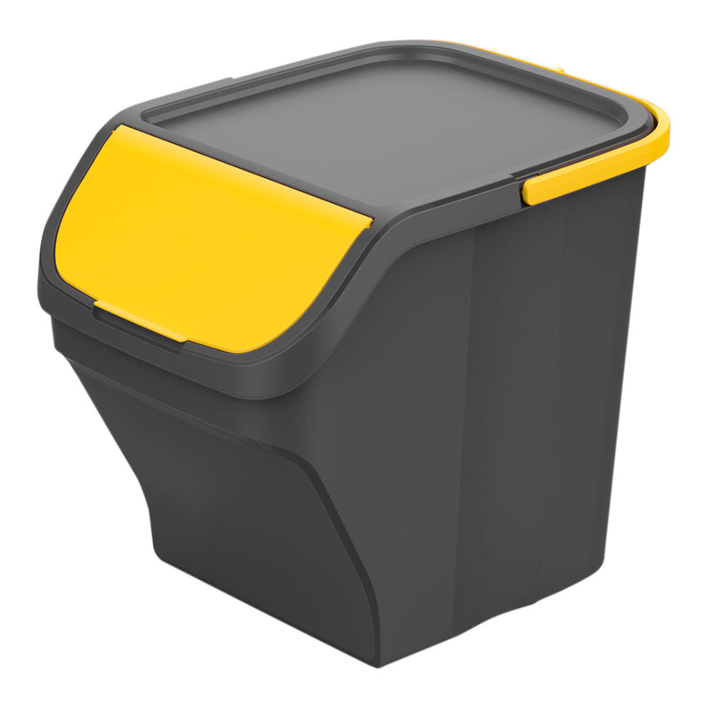 Balde stack n sort 25l cinza com tampa amarela , 30 x 40 x 34 cm_0