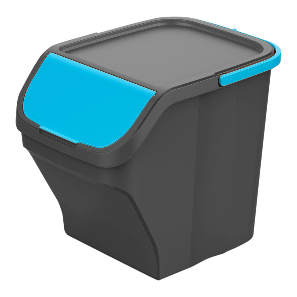 Balde stack n sort, 30 x 40 x 34 cm cinza 25l com tampa azul_0