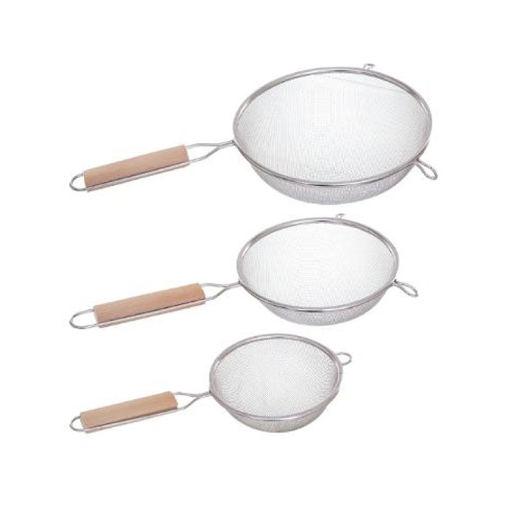 Conjunto de 3 peneiras de aÃ§o inoxidÃ¡vel+madeira Ã¸12cm/16cm/20cm_0