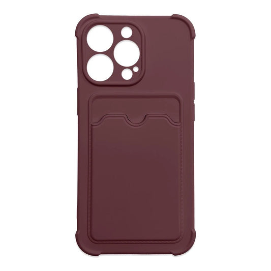 Card Armor Case Pouch Cover for iPhone 11 Pro Max Card Wallet Silicone Air Bag Armor Case Raspberry_0