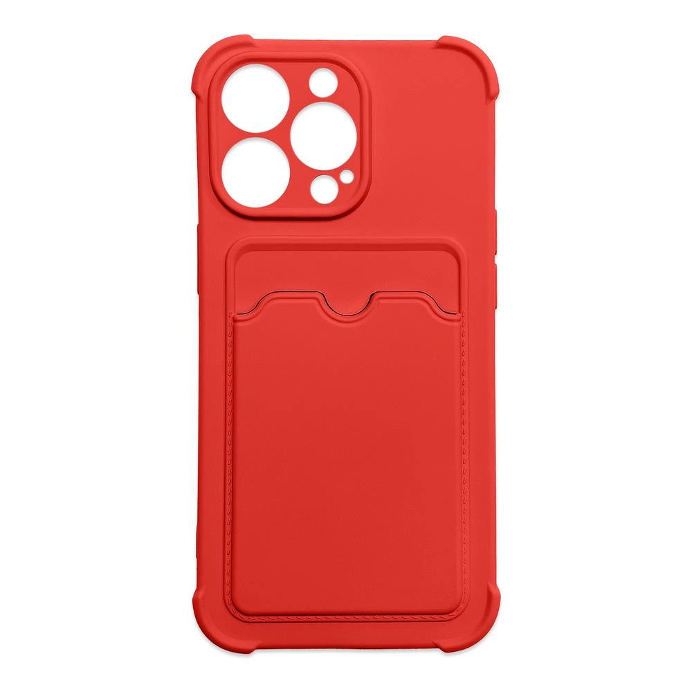 Card Armor Case Pouch Cover for iPhone 12 Pro Card Wallet Silicone Air Bag Armor Red_0