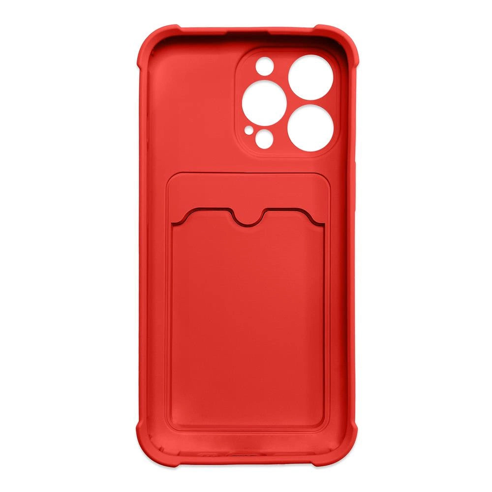 Card Armor Case Pouch Cover for iPhone 12 Pro Card Wallet Silicone Air Bag Armor Red_1