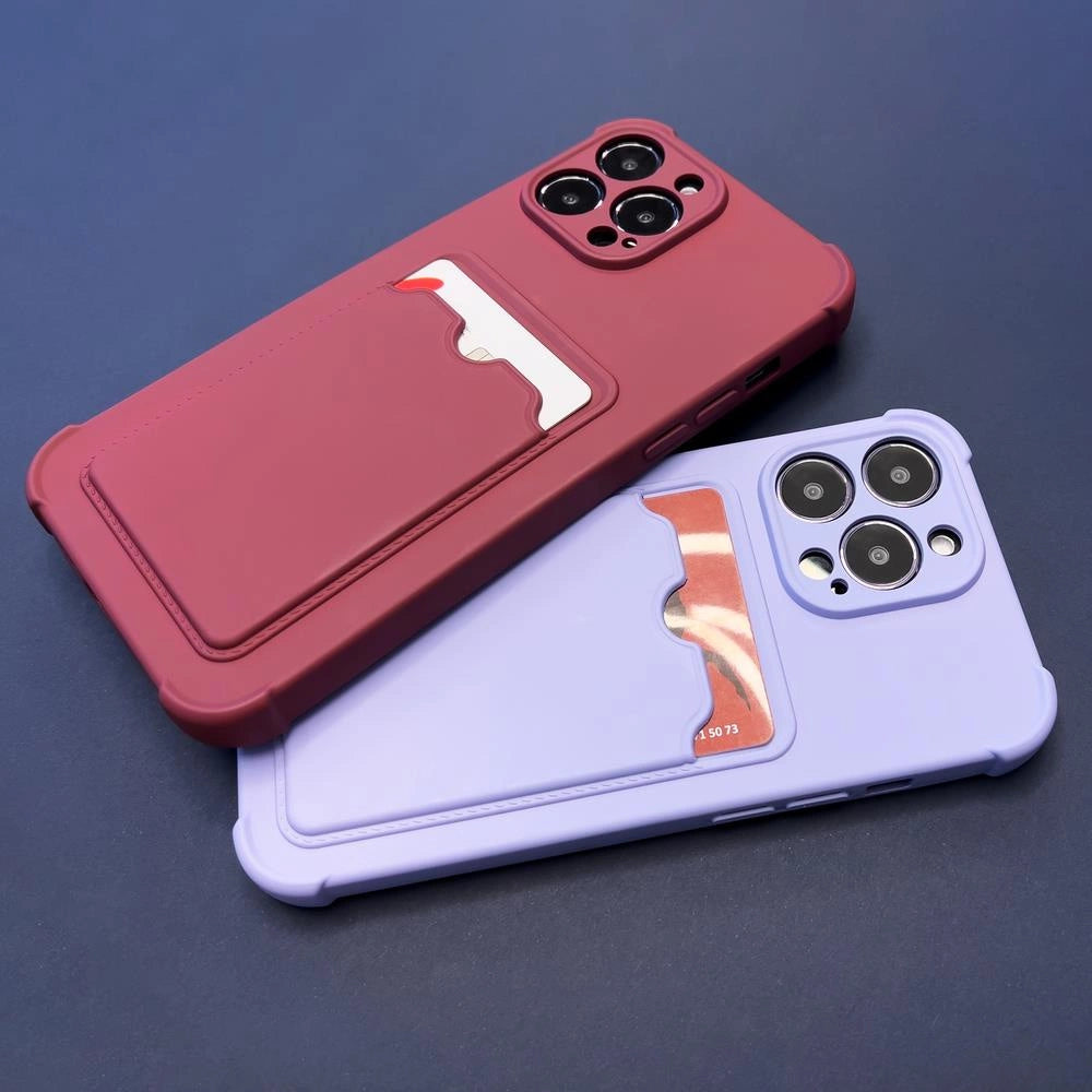 Card Armor Case Pouch Cover for iPhone 12 Pro Card Wallet Silicone Air Bag Armor Red_5