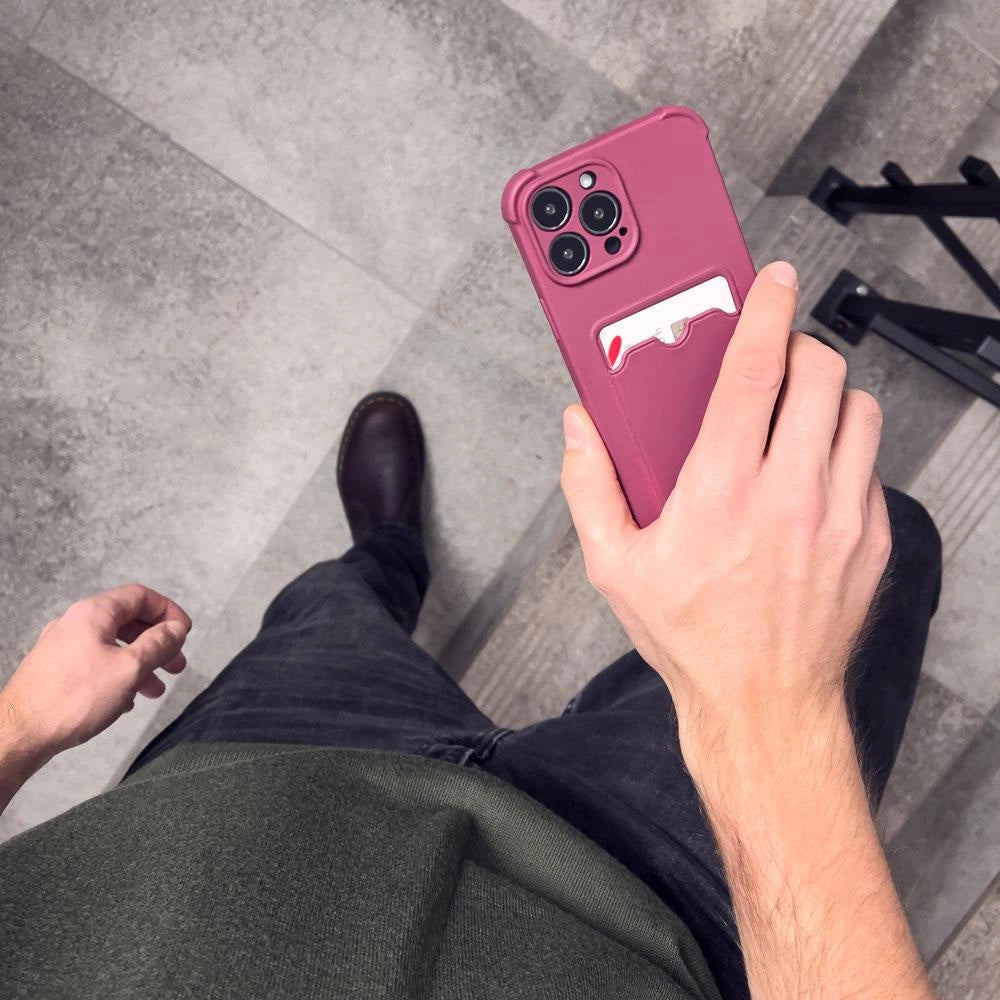 Card Armor Case Pouch Cover for Xiaomi Redmi Note 10 / Redmi Note 10S Card Wallet Silicone Armor Cover Air Bag Red_7