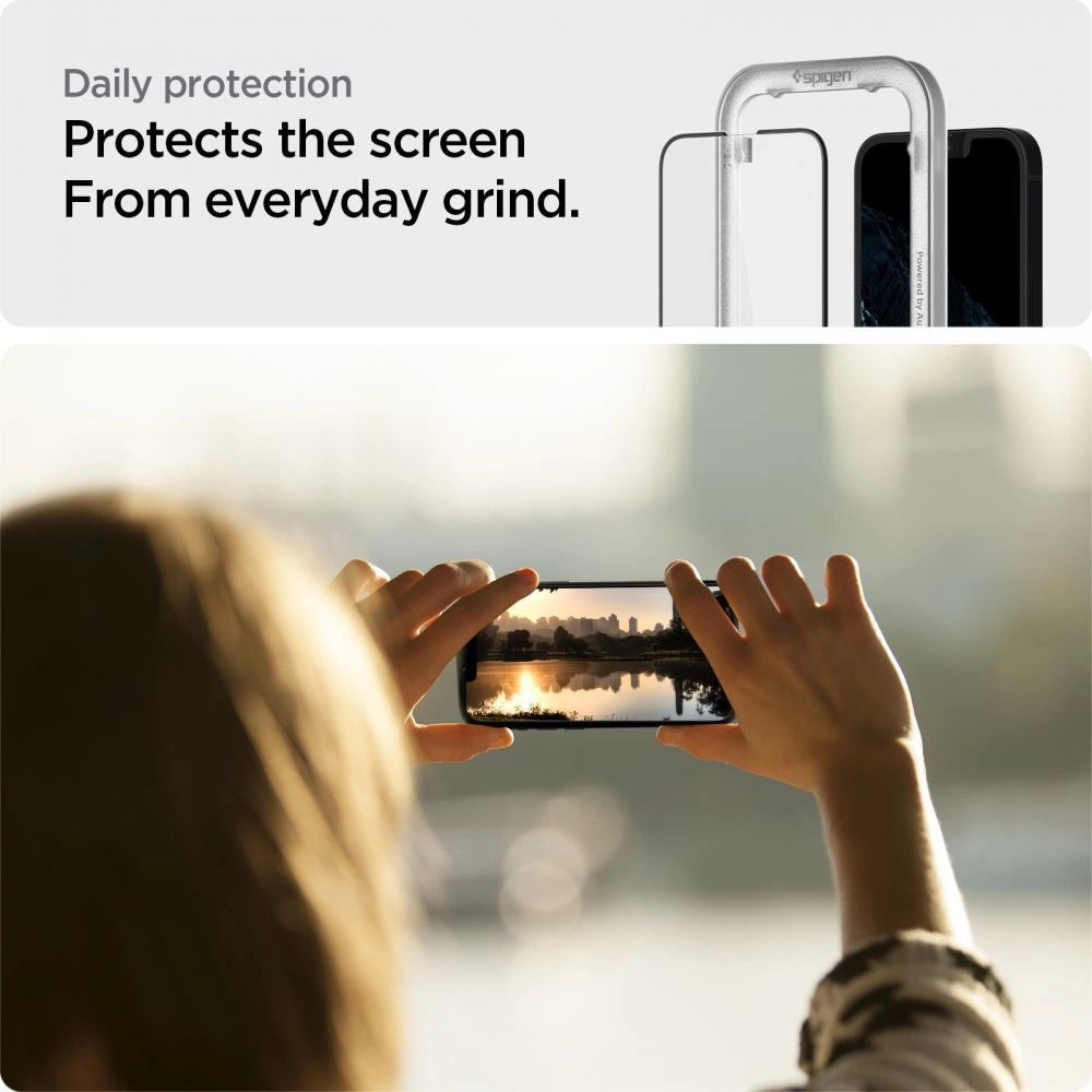 Spigen ALM Glass FC Tempered Glass for iPhone 13 / 13 Pro / 14 - Black_6
