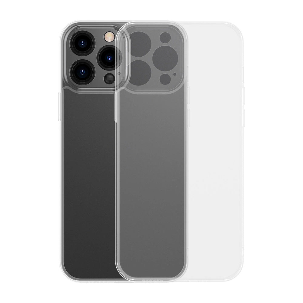 Baseus Frosted Glass Case Cover for iPhone 13 Pro Max Hard Cover with Gel Frame Transparent (ARWS000202)_0