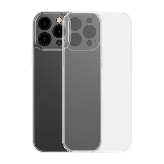 Baseus Frosted Glass Case Cover for iPhone 13 Pro Max Hard Cover with Gel Frame Transparent (ARWS000202)_0