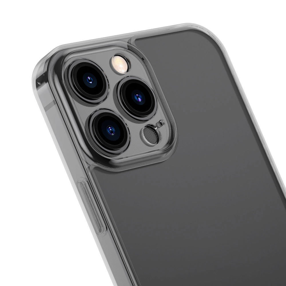 Baseus Frosted Glass Case Cover for iPhone 13 Pro Hard Cover with Gel Frame black (ARWS000401)_6