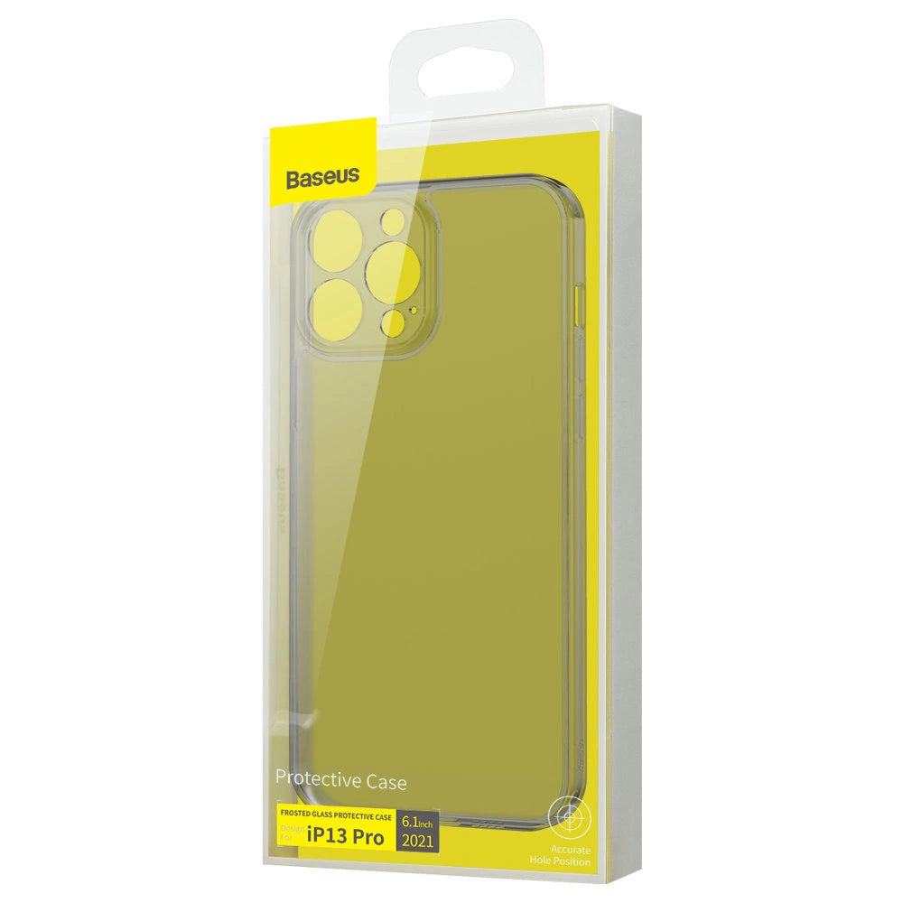Baseus Frosted Glass Case Cover for iPhone 13 Pro Hard Cover with Gel Frame black (ARWS000401)_4