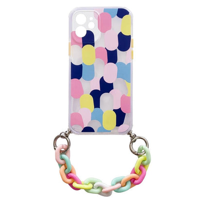 Color Chain Case gel flexible elastic case cover with a chain pendant for iPhone 13 mini multicolour  (1)_0