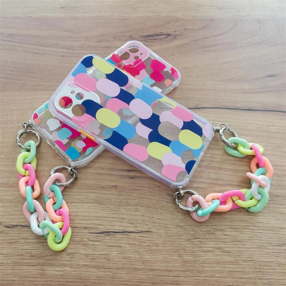 Color Chain Case gel flexible elastic case cover with a chain pendant for iPhone 13 mini multicolour  (1)_7