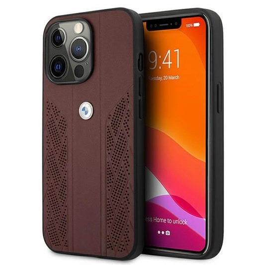 Etui BMW BMHCP13LRSPPR iPhone 13 Pro/13 6,1" czerwony/red hardcase Leather Curve Perforate_0