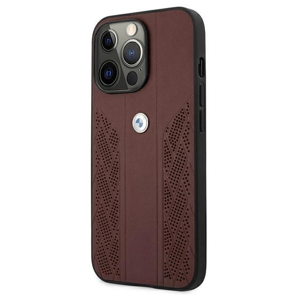Etui BMW BMHCP13LRSPPR iPhone 13 Pro/13 6,1" czerwony/red hardcase Leather Curve Perforate_1