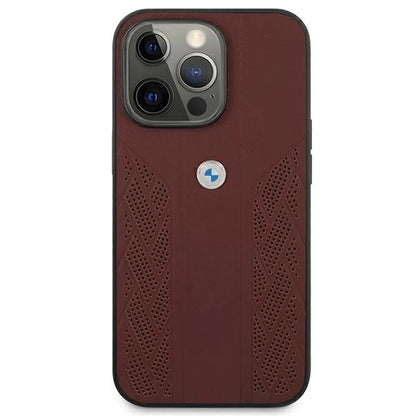 Etui BMW BMHCP13LRSPPR iPhone 13 Pro/13 6,1" czerwony/red hardcase Leather Curve Perforate_2