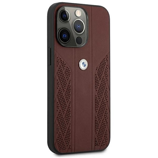Etui BMW BMHCP13LRSPPR iPhone 13 Pro/13 6,1" czerwony/red hardcase Leather Curve Perforate_3