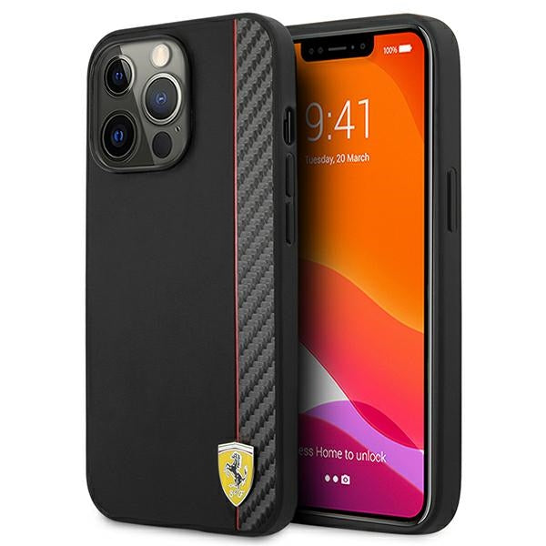 Ferrari FESAXHCP13XBK iPhone 13 Pro Max 6,7" czarny/black hardcase On Track Carbon Stripe_0