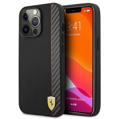 Ferrari FESAXHCP13XBK iPhone 13 Pro Max 6,7" czarny/black hardcase On Track Carbon Stripe_0