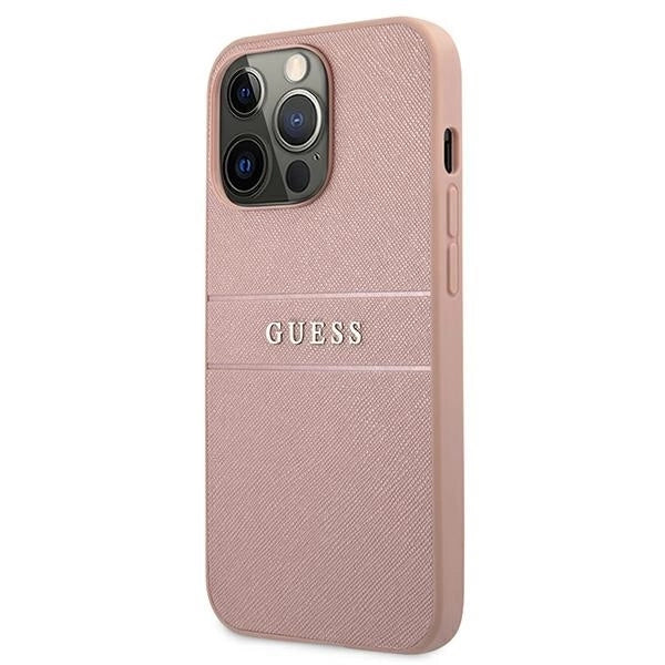 Guess GUHCP13XPSASBPI iPhone 13 Pro Max 6.7" pink/pink hardcase Saffiano Stripe_1