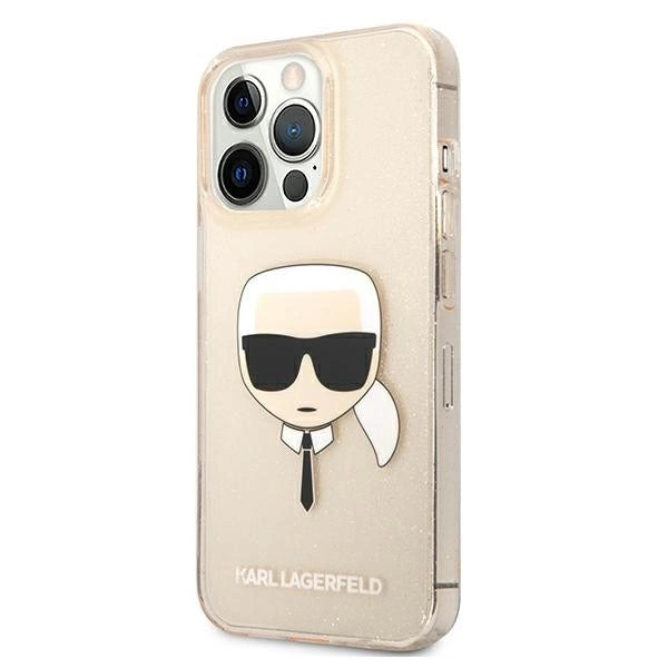 Karl Lagerfeld KLHCP13LKHTUGLGO iPhone 13 Pro / 13 6,1" złoty/gold hardcase Glitter Karl`s Head_1