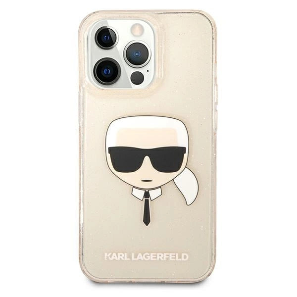 Karl Lagerfeld KLHCP13LKHTUGLGO iPhone 13 Pro / 13 6,1" złoty/gold hardcase Glitter Karl`s Head_2