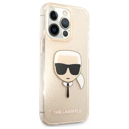 Karl Lagerfeld KLHCP13LKHTUGLGO iPhone 13 Pro / 13 6,1" złoty/gold hardcase Glitter Karl`s Head_3