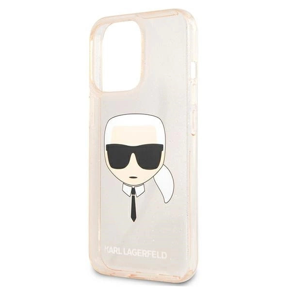 Karl Lagerfeld KLHCP13LKHTUGLGO iPhone 13 Pro / 13 6,1" złoty/gold hardcase Glitter Karl`s Head_5