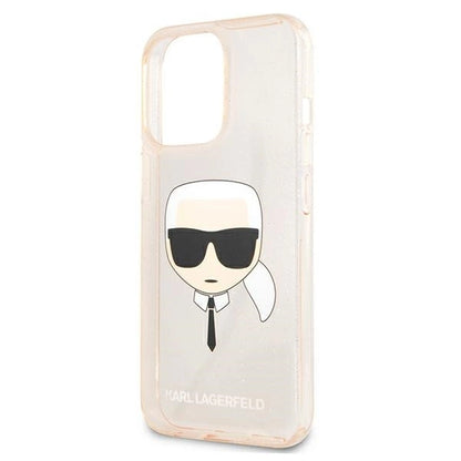 Karl Lagerfeld KLHCP13LKHTUGLGO iPhone 13 Pro / 13 6,1" złoty/gold hardcase Glitter Karl`s Head_5