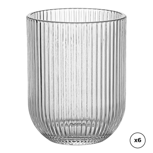 Copo de vidro com riscas em relevo 260 ml, 6 unid._0